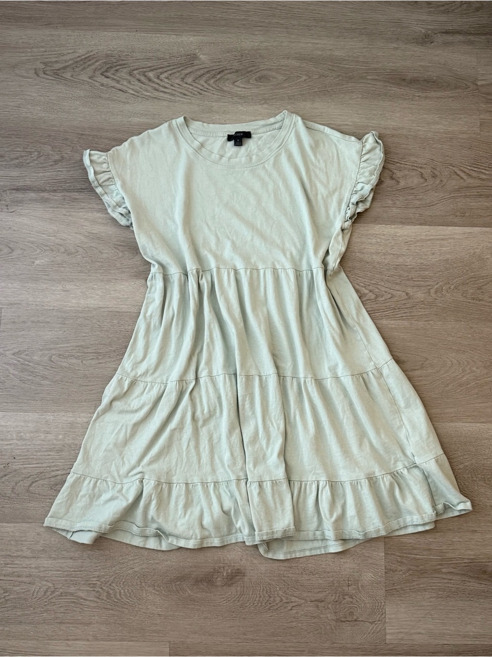 Light Sage Ruffle-Sleeve Tiered Dress